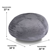 Minky Velvet Bean Bag Chair, Grey - 3ft Plush Floor Chair for Kids and Adults w/Washable Cover, Lounge Chair with Stretchable Fabric, Comfy Bedroom Chair, Filled with Shredded and Memory Foam. Hallohomie