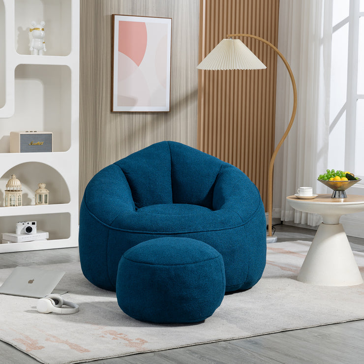 Bedding Bean Bag Sofa Chair High Pressure Foam Bean Bag Chair Adult Material with Padded Foam Padding Compressed Bean Bag With Footrest Hallohomie