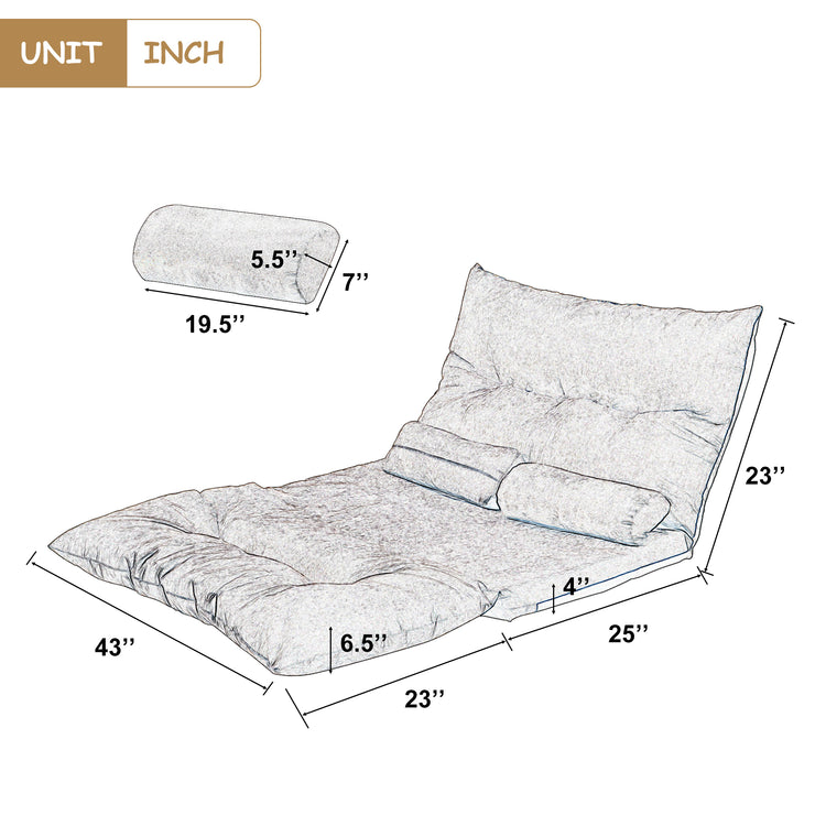 Orisfur. Lazy Sofa Adjustable Folding Futon Sofa Video Gaming Sofa with Two Pillows Hallohomie